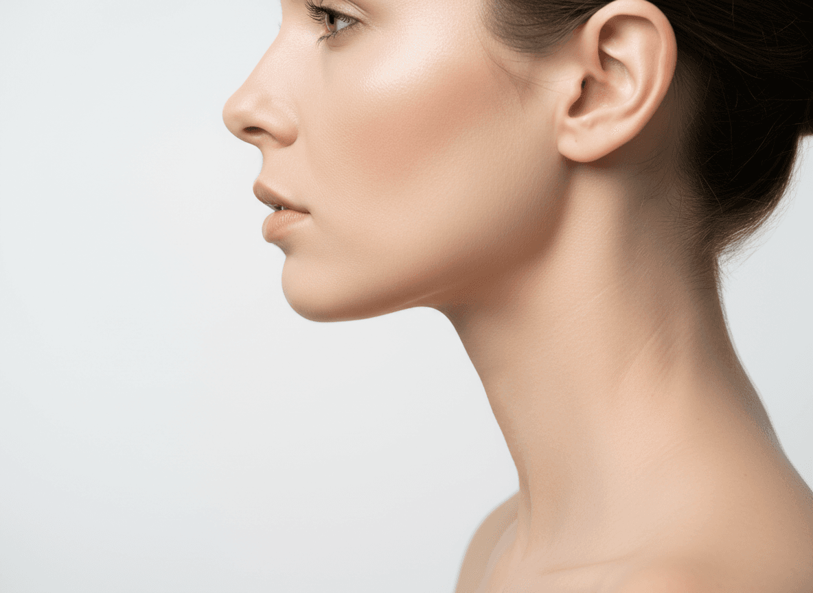 Before and after dermal filler results on jawline showing improved contour and definition